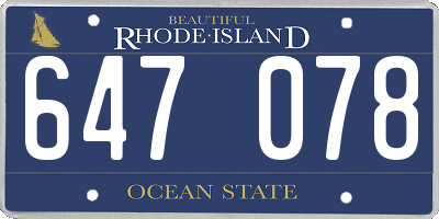 RI license plate 647078