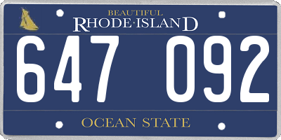RI license plate 647092