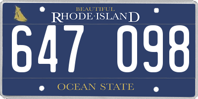 RI license plate 647098