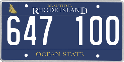 RI license plate 647100