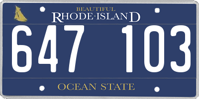 RI license plate 647103