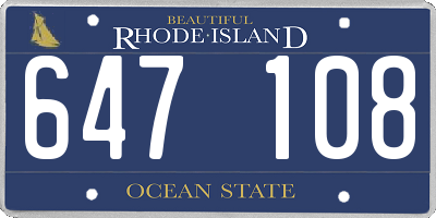 RI license plate 647108
