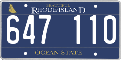 RI license plate 647110