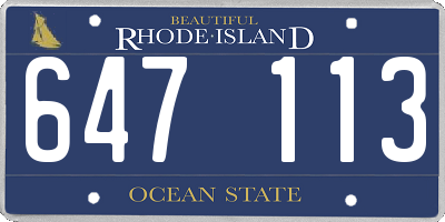 RI license plate 647113