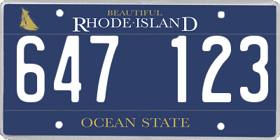 RI license plate 647123