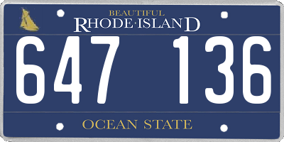 RI license plate 647136