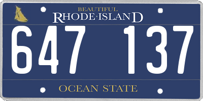 RI license plate 647137