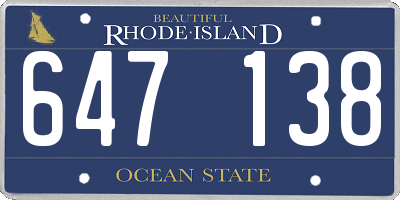 RI license plate 647138