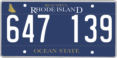 RI license plate 647139