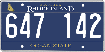 RI license plate 647142