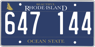 RI license plate 647144