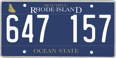 RI license plate 647157
