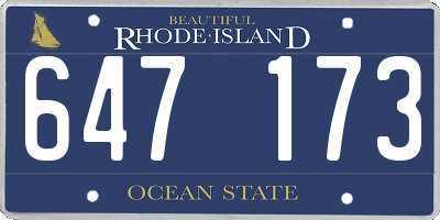 RI license plate 647173