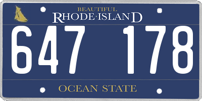 RI license plate 647178