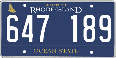 RI license plate 647189