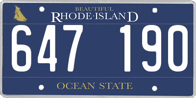 RI license plate 647190