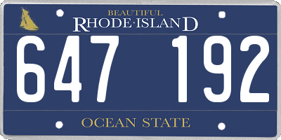 RI license plate 647192