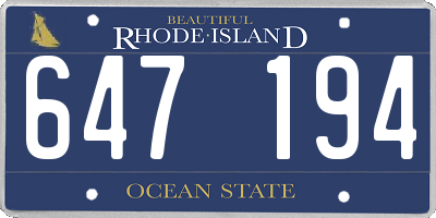 RI license plate 647194
