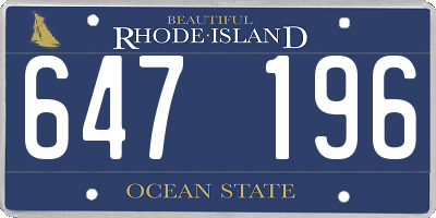 RI license plate 647196
