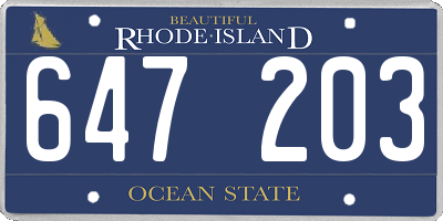 RI license plate 647203