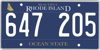 RI license plate 647205