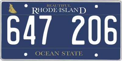 RI license plate 647206