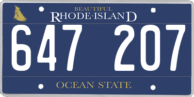 RI license plate 647207