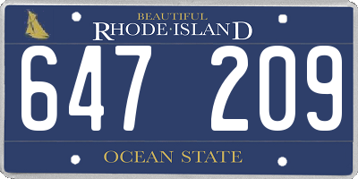 RI license plate 647209