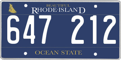 RI license plate 647212