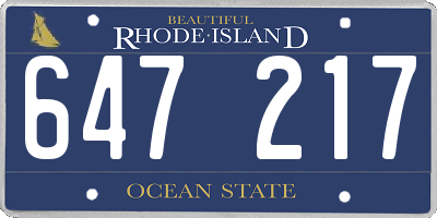 RI license plate 647217