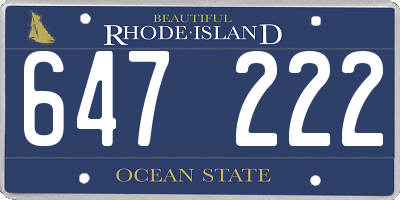RI license plate 647222