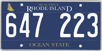 RI license plate 647223