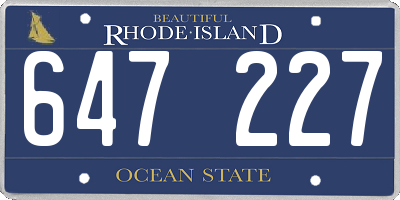 RI license plate 647227