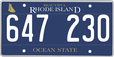 RI license plate 647230