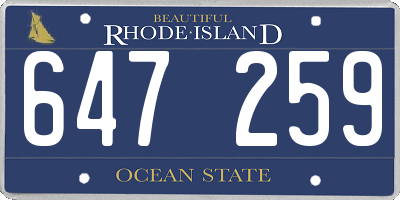 RI license plate 647259