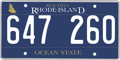RI license plate 647260