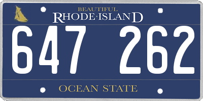RI license plate 647262
