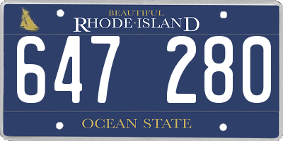 RI license plate 647280
