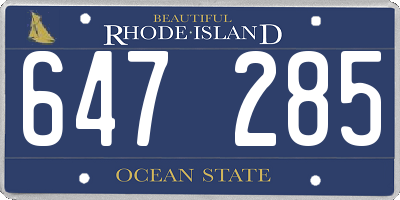 RI license plate 647285