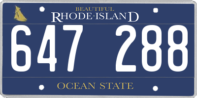 RI license plate 647288