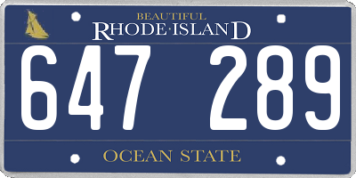 RI license plate 647289