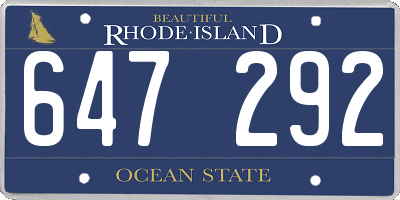 RI license plate 647292