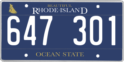 RI license plate 647301