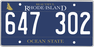 RI license plate 647302