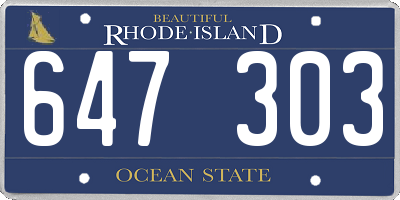 RI license plate 647303