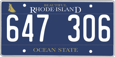 RI license plate 647306