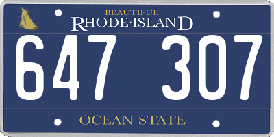 RI license plate 647307