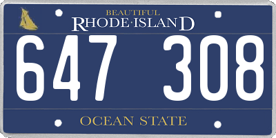 RI license plate 647308