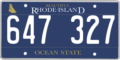 RI license plate 647327