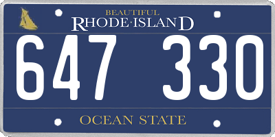 RI license plate 647330